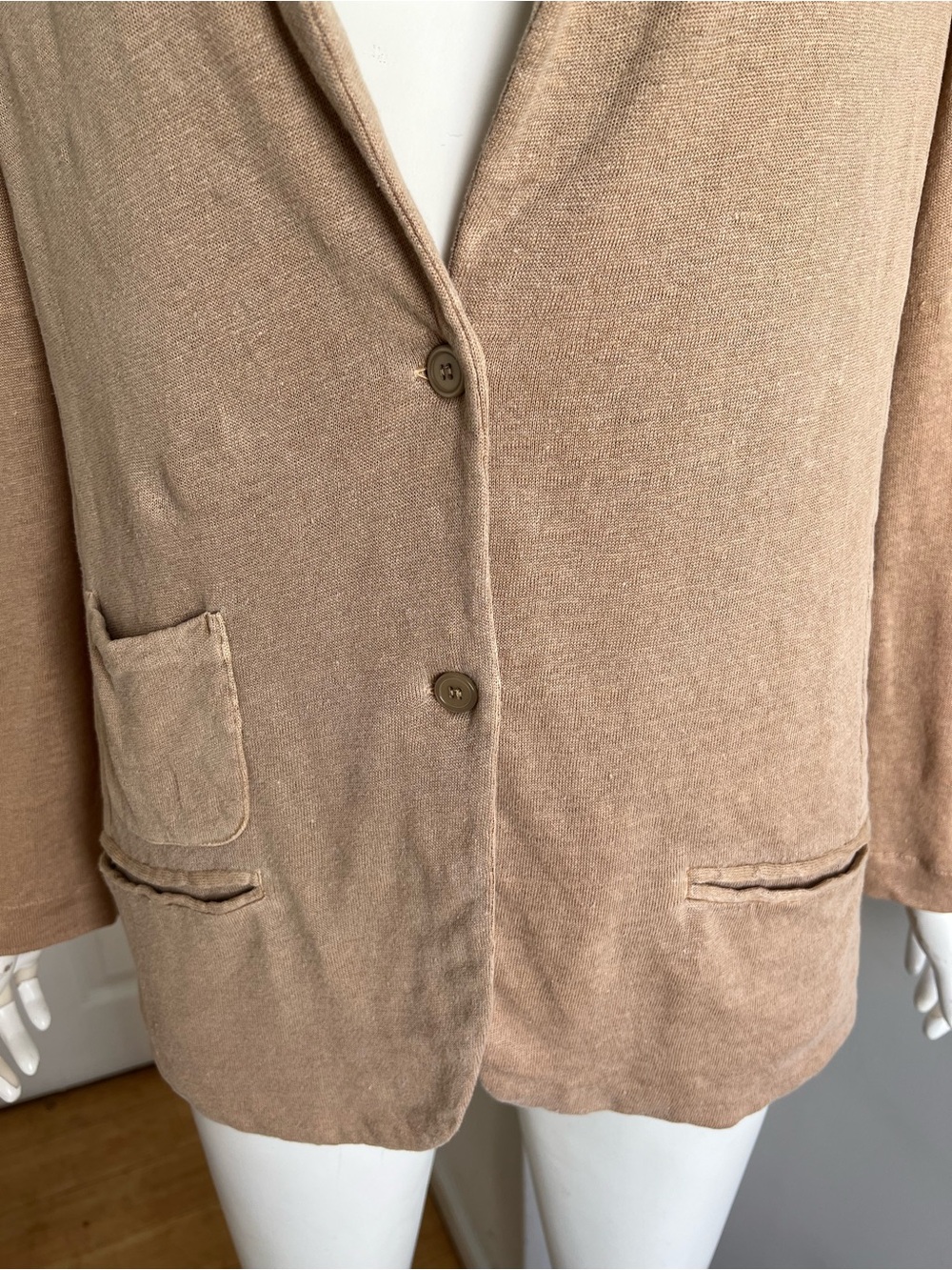 Majestic Filatures Stretch 100% Linen Blazer Moccha Beige Sz 3 / Medium Jacket - Picture 5 of 11